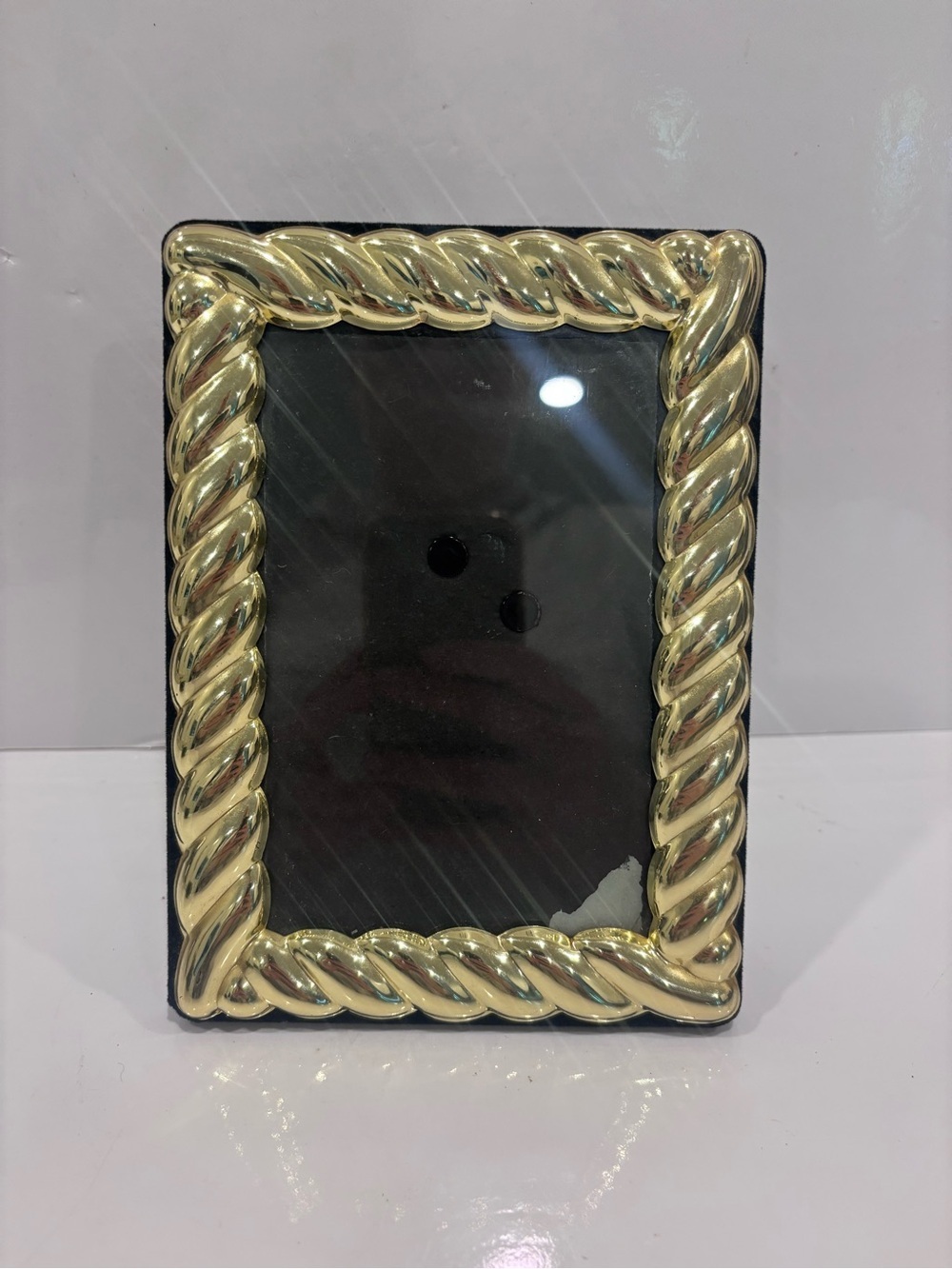 Gold Rope Frame Picture Frame - Unbranded- black velvet back- 4x6